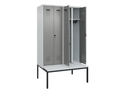 locker met bank,voor scheiding van kleding,HxBxD 2120x1200x815mm,4vak