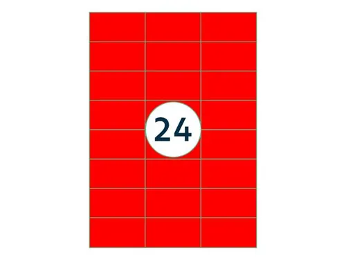 Gekleurde Etiketten 70x37mm Fluor Rood 42312