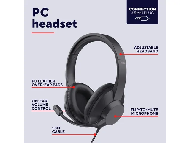 Trust Ayda Max Headset Bedraad 3.5mm Zwart