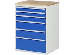 ladekast 1035x770x650mm 6laden cilinderslot RAL7035 RAL5010 beuken