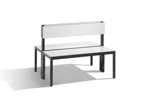 omkleedbank,HxLxD 796x1000x760mm,HPL wit,frame staal RAL7021,leuning