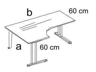 bureau in vrije vorm,HxBxD 740x1600x1400mm,vrije vorm,MP-lichtgrijs - 2
