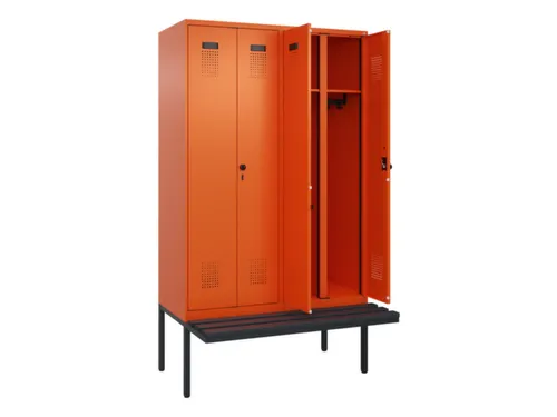 locker met bank,voor scheiding van kleding,HxBxD 2120x1200x815mm,4vak