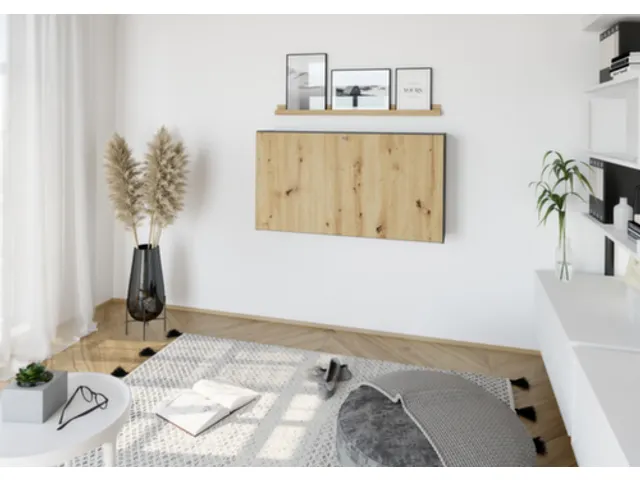 wandbureau,in-/uitklapbaar,HxBxD 650x1200x260mm,blad eiken