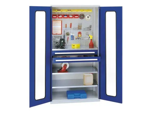 Materiaalkast Vensterdeuren Staal Hxbxd 1950x1000x600mm 2laden Ral5010