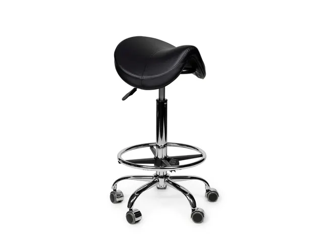 Zadelkruk Office Premium standaard met voetring harde wielen zw