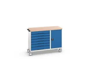 montagetafel 980x1300x600mm multiplexblad 7 laden kast front RAL5010 - 1