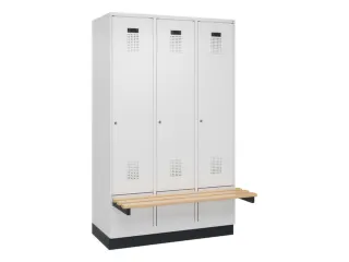 locker met bank,HxBxD 1950x1200x815mm,3vak,vak B 400mm,cilinderslot - 2