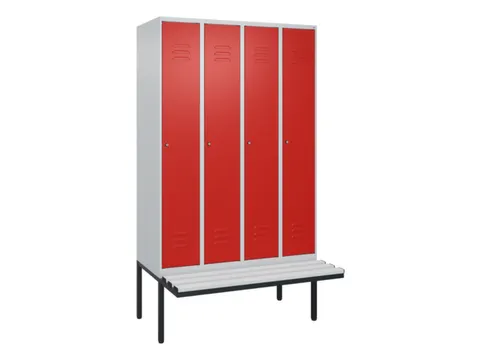 locker met bank,HxBxD 2120x1200x815mm,4vak,vak B 300mm,cil.-slot
