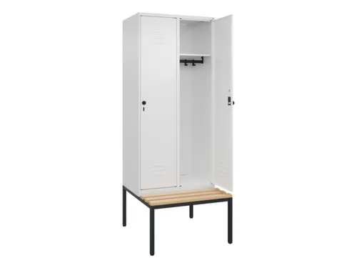 locker met bank,HxBxD 2120x800x815mm,2vak,vak B 400mm,draaigrendel