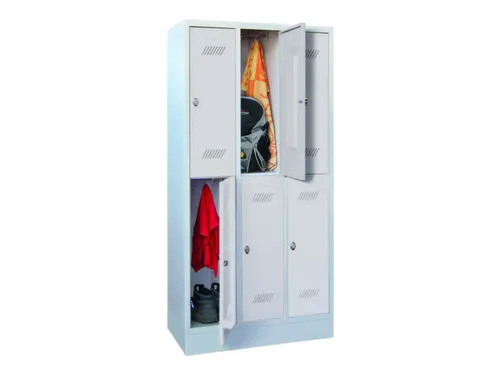 dubbeldekse locker,HxBxD 1850x900x500mm,3x2vak.,RAL7035,front RAL7035