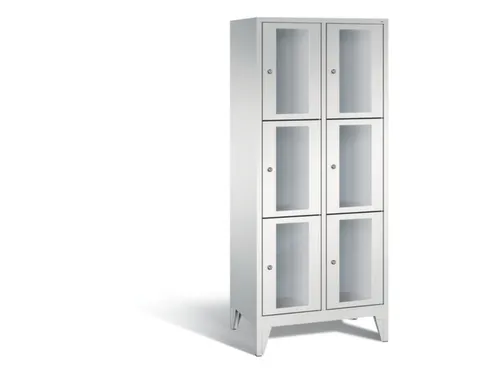 lockerkast 1850x810x500mm 2x3 vakken Cilinderslot Poten, RAL7035