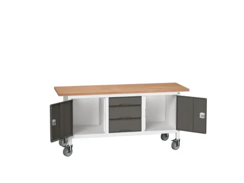 werkbank,HxBxD 830x1750x600mm,multiplexblad,uitrusting: 3laden,2kasten