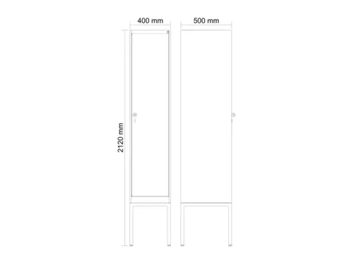 locker,HxBxD 2120x400x500mm,1vak,vak B 400mm,cil.-slot,voetonderstel