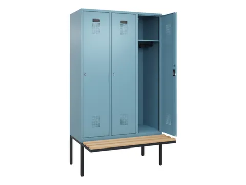 locker met bank,HxBxD 2120x1200x815mm,3vak,vak B 400mm,cilinderslot