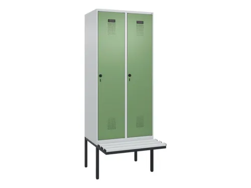 locker met bank,HxBxD 2120x800x815mm,2vak,vak B 400mm,draaigrendel