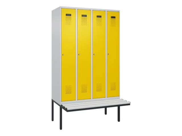 locker met bank,voor scheiding van kleding,HxBxD 2120x1200x815mm,4vak