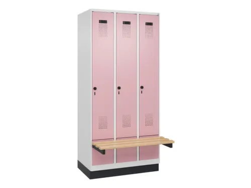 locker met bank,HxBxD 1950x900x815mm,3vak,vak B 300mm,draaigrendel