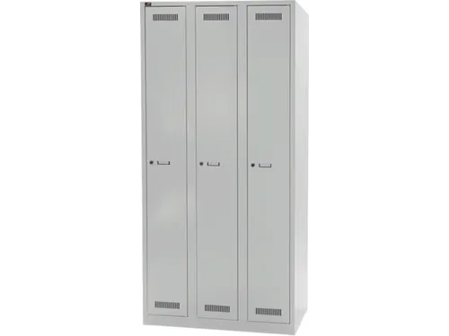 garderobekast,HxBxD 1850x900x500mm,3vak,cil.-slot,romp lichtgrijs