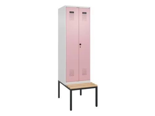 locker met bank,voor scheiding van kleding,HxBxD 2120x600x815mm,2vak