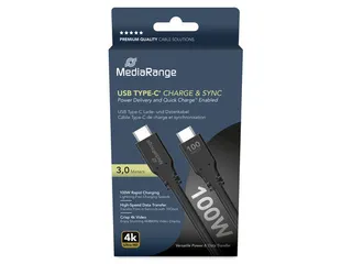 MediaRange USB Type-C Charge and Sync kabel 3 meter Zwart - 2