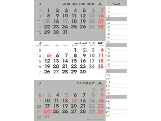 3-Maandkalender 2027 INNI Manager compact-formaat notes