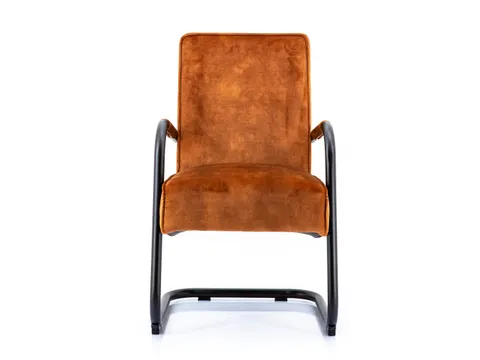 Luxe Vergaderstoel Dunton Cognac Velours Zwart Sledeframe