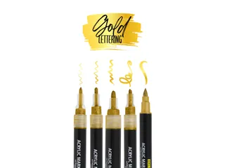 Acrylmarker Online lettering 5 breedtes goud - 5