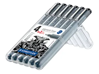 Fineliner Staedtler Pigment 308 zwart set 4+2 gratis 0.05-0.8mm - 2