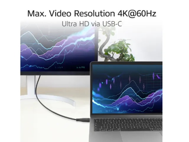 Kabel ACT USB-C standaard naar USB-C hoek boven/beneden 10Gbps 2m