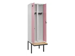 locker met bank,voor scheiding van kleding,HxBxD 2120x600x815mm,2vak