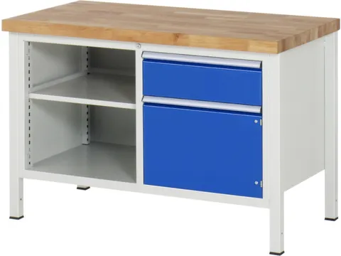 werkbank,HxBxD 840-1040x1250x700mm,beukblad,draagverm. 1250kg,4voeten