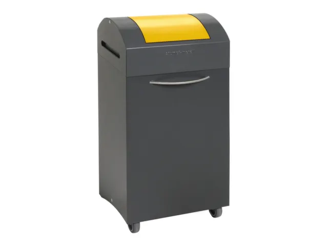 Afvalbak 60 Liter 650x380x320mm Plaatstaal 2 Wielen Klep Geel