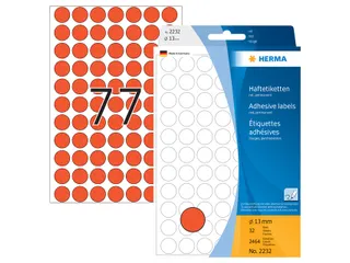 HERMA 2232 Multipurpose etiketten Rond 13mm Rood 2464 stuks - 1