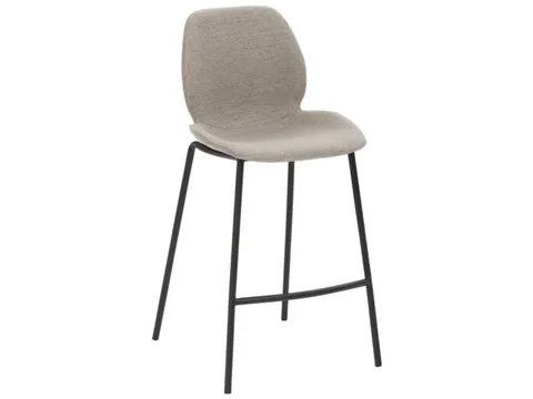 Barkruk mySOLO 4-poten Zwart met Zitting stof Grijs gemêleerd