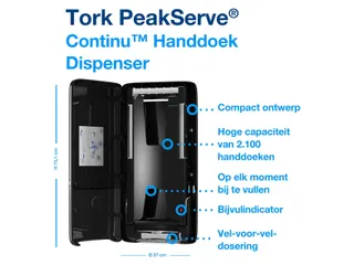 Tork 552508 H5 Elevation PeakServe Continu Handdoek Dispenser Zwart - 3