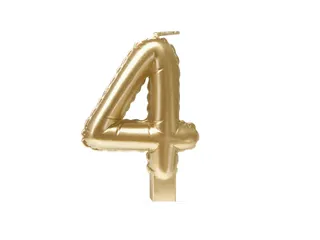 Verjaardagskaars cijfer 4 Folieballon Goud 10cm - 1