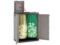 afvalverzamelstation,2x110l,HxBxD 850x680x390mm,romp PP grijs/zwart