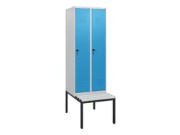 locker met bank,HxBxD 1950x600x815mm,2vak,vak B 300mm,draaigrendel