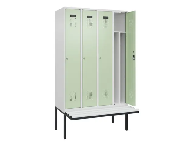 locker met bank,voor scheiding van kleding,HxBxD 2120x1200x815mm,4vak