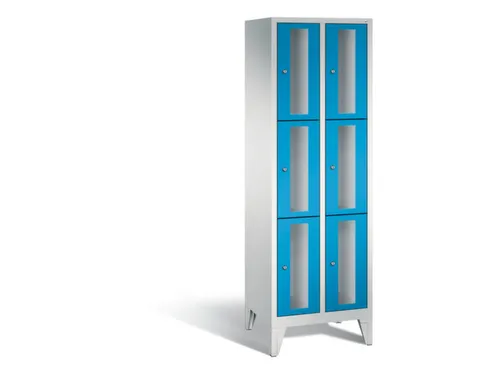 lockerkast 1850x610x500mm 2x3 vakken Cilinderslot Poten, RAL5012