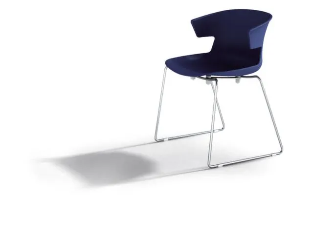 Bezoekersstoel Kunststof Kuip Blauw Sledepoten Aluminium