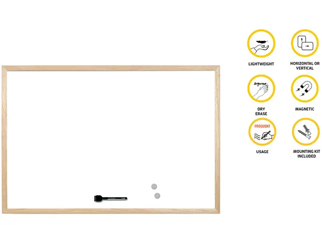 Basic Plus Whiteboard, Magnetisch, Houten Frame, 600 x 400 mm