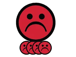 Magneet smiley 50mm emotie bedroefd rood 5 stuks