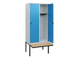 locker met bank,HxBxD 1950x800x815mm,2vak,vak B 400mm,draaigrendel - 2