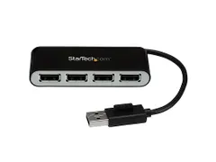 4-poorts draagbare USB 2.0 hub met geïntegreerde kabel