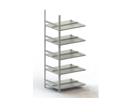 Schroefstelling Aanbouwveld Ral7035 1850x752x604mm 5legborden 80kg