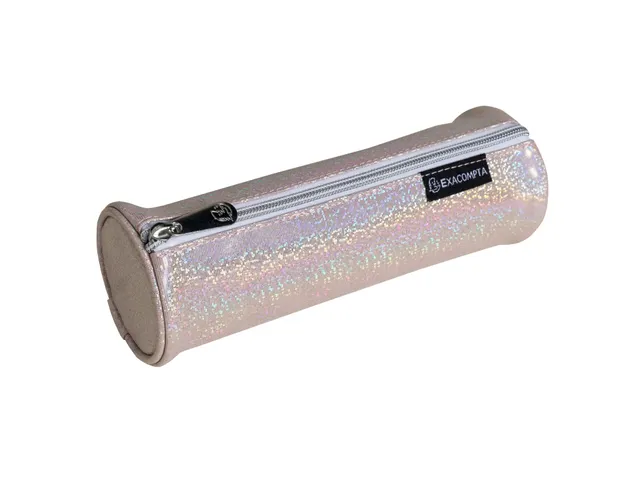 Pennenetui rond PU Glitter 4 kl ass