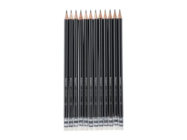 Crayon graphite graphite Bruynzeel Teens HB avec embout gomme set 12 p