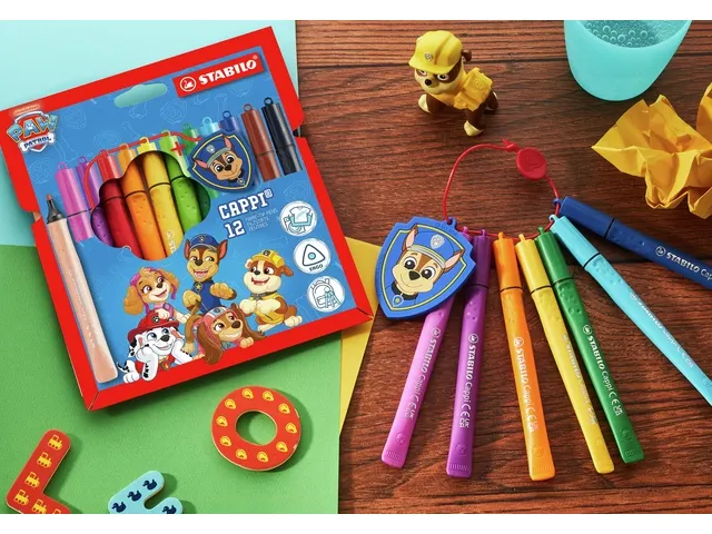 Viltstift STABILO Cappi + badge PAW Patrol 12 stuks